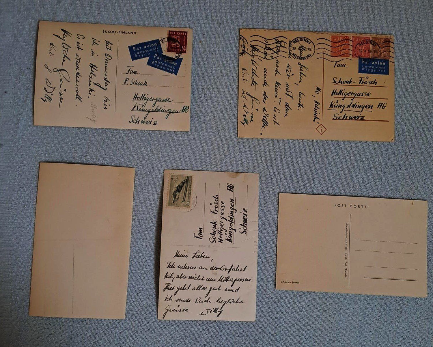 Cartoline postali: 9 Postkarten Finnland 1956-1958 – Usato da Zürich venduto da leachim321 1