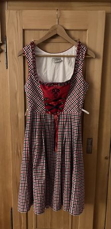 Landhaus Dirndl 100% Baumwolle Gr. 38 kariert rot-schwarz 