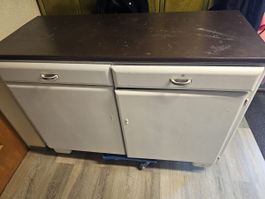 Küchenbuffet weiss braun 134x56x96cm gebrauchter Zustand