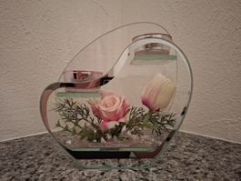 Dekorative Glasvitrine mit Blumen für Frühling! Neuwertig