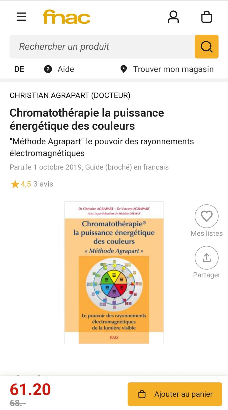 Libri: Chromatothérapie "Méthode Agrapart" - Éditions Sully - NEUF – Nuovo e nell'imballaggio originale da Montreux venduto da Edelweissgirl_64 2