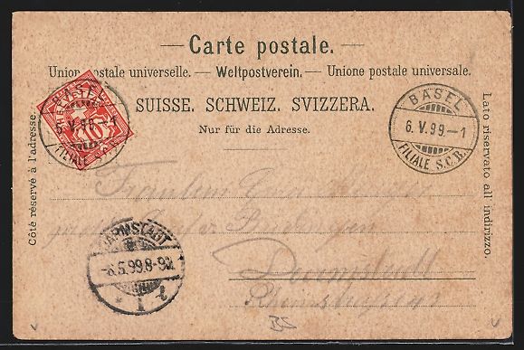 Cartoline postali: Litho Basel, Alte Rheinbrücke mit Klein – Usato da Berlin venduto da bartko-reher 1