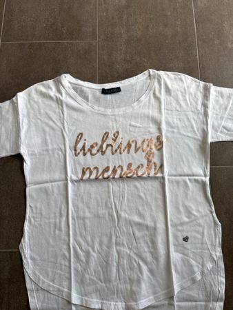 WEISSE T-SHIRT MIT PRINT GRÖSSE S GEBRAUCHT