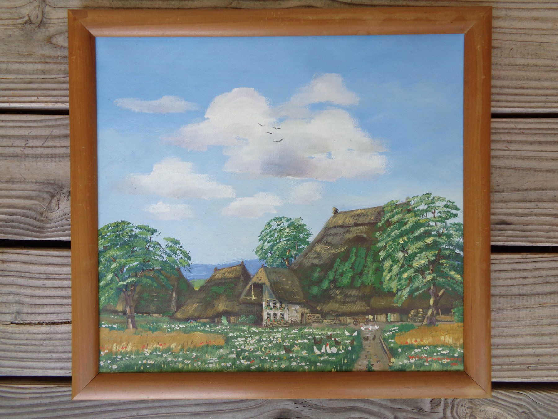 Gemälde: WALTER SCHAUENBERG 1884-1943 STROHDACHHAUS GEMÄLDE – Gebraucht aus Henggart von Pascha22