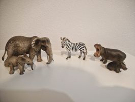 Schleich Safari Tiere Konvolut – Elefant, Zebra & Nilpferd