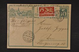 F3 Flug Bern-Basel auf Postkarte