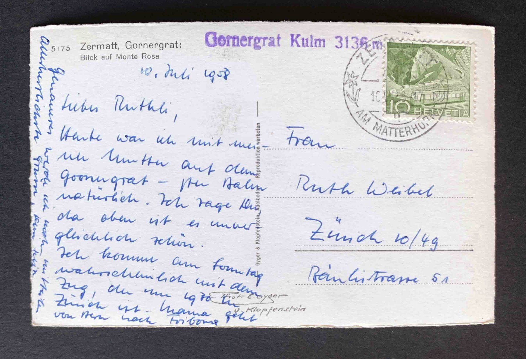 Cartoline postali: AK Zermatt Gornergrat Blick auf Monte Rosa – Usato da Goldau venduto da artelier1 1