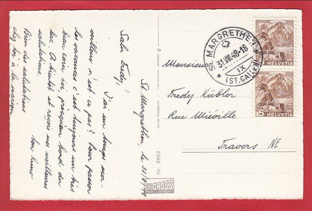 Cartoline postali: ST. MARGRETHEN MIT BODENSEE – Usato da Grüningen venduto da Kartenlaube 1