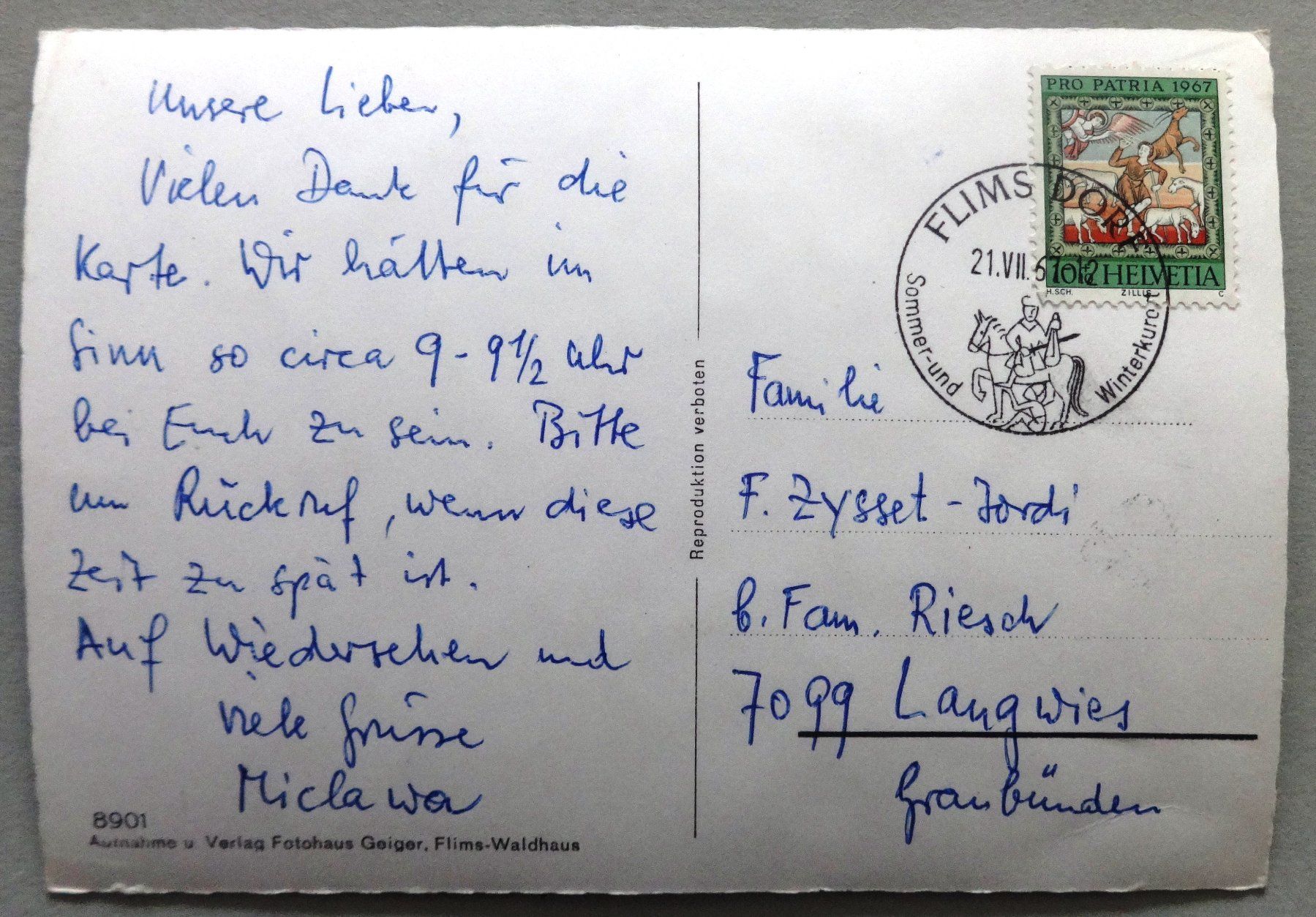Cartes postales: Flims-Dorf gegen den Segnespass – D'occasion à Fétigny par Billy2miny 1