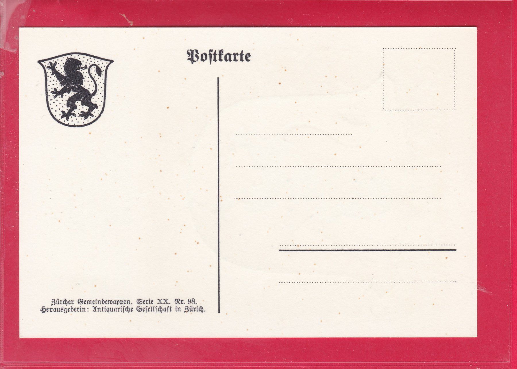 Cartoline postali: ZÜRCHER GEMEINDEWAPPEN, RUSSIKON – Usato da Oberrieden venduto da Gebirgsstelze 1
