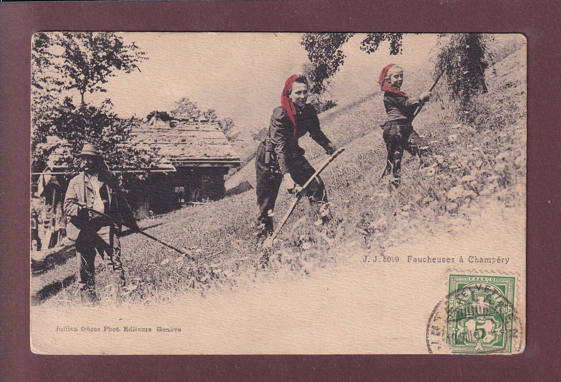 Cartoline postali: Faucheuses à CHAMPERY - 1907 // pli d'angle // – Usato da Pully venduto da nicecards