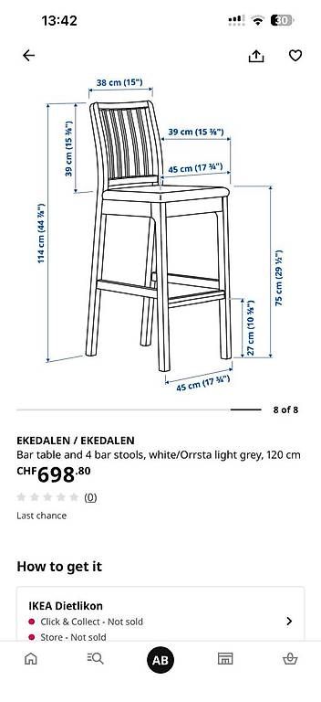 Set di tavolo e panche: IKEA EKEDALEN Bartisch mit 4 Barhockern  weiss/hellgrau – Usato da Zürich venduto da den_7ybn 3