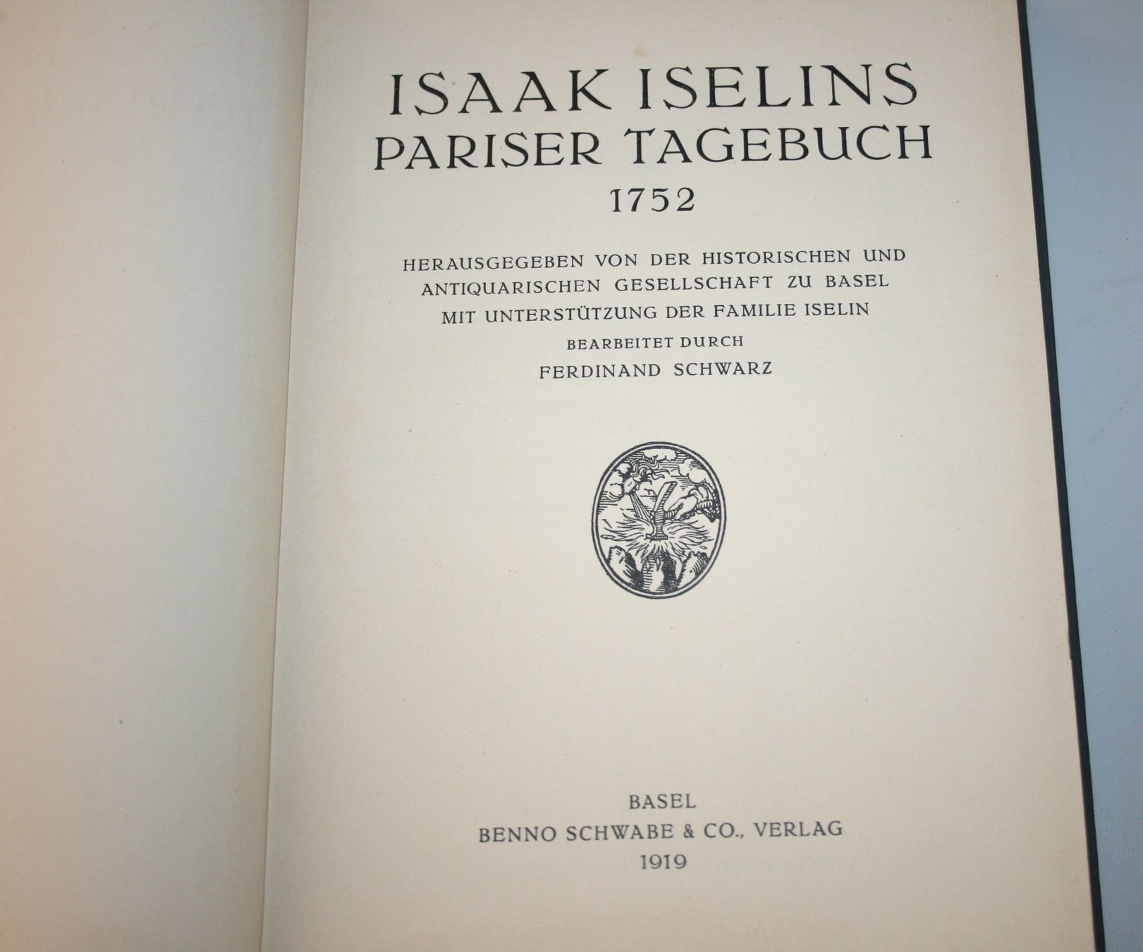 Libri: F. Schwarz: Isaak Iselins Pariser Tagebuch 1752, Basel 1919 – Usato da Schaffhausen venduto da Kartenprofi