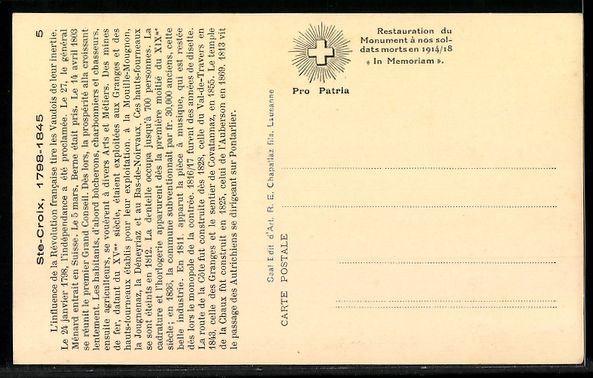 Cartoline postali: AK Ste-Croix, Vue générale du village – Usato da Berlin venduto da bartko-reher 1