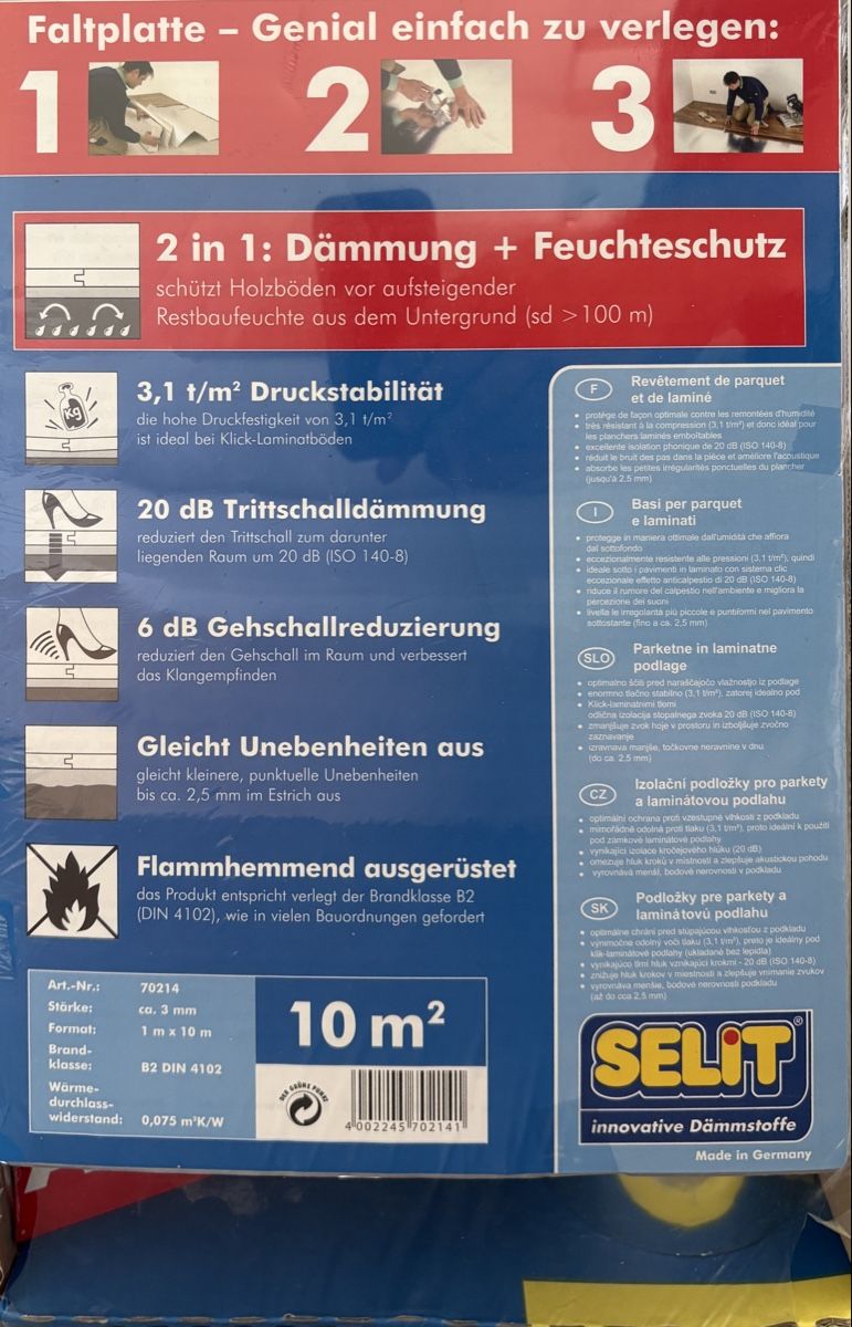 Altri materiali per l'edilizia: Selitflex Parkett- / Laminat-Unterlage – Nuovo e nell'imballaggio originale da Dagmersellen venduto da sakchai 1