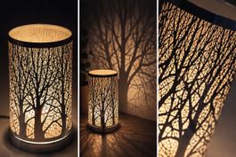 Design Tischlampe Wald Motiv Metall Lampe E14