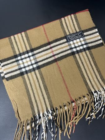Écharpe Burberry laine tartan beige