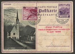 1935 : Karte Erstflug Vaduz-Altenrhein-Innsbruck