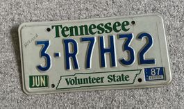 US-Nummernschild Tennessee 3-R7H32 von 1987.