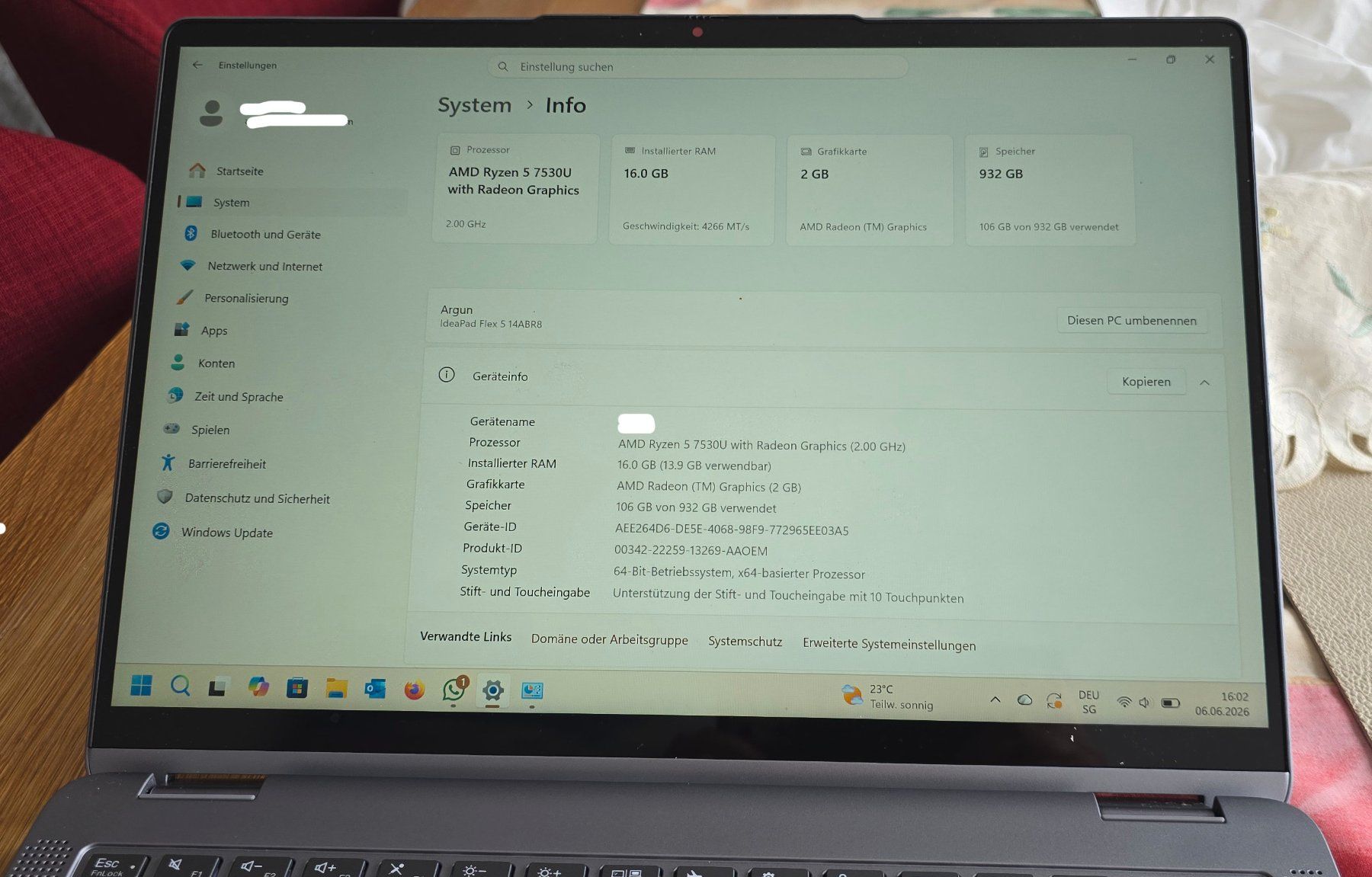 Lenovo Notebook: Lenovo IdeaPad Flex5 Gen.8 – Usato da Basel venduto da Verkauf_Aral 5