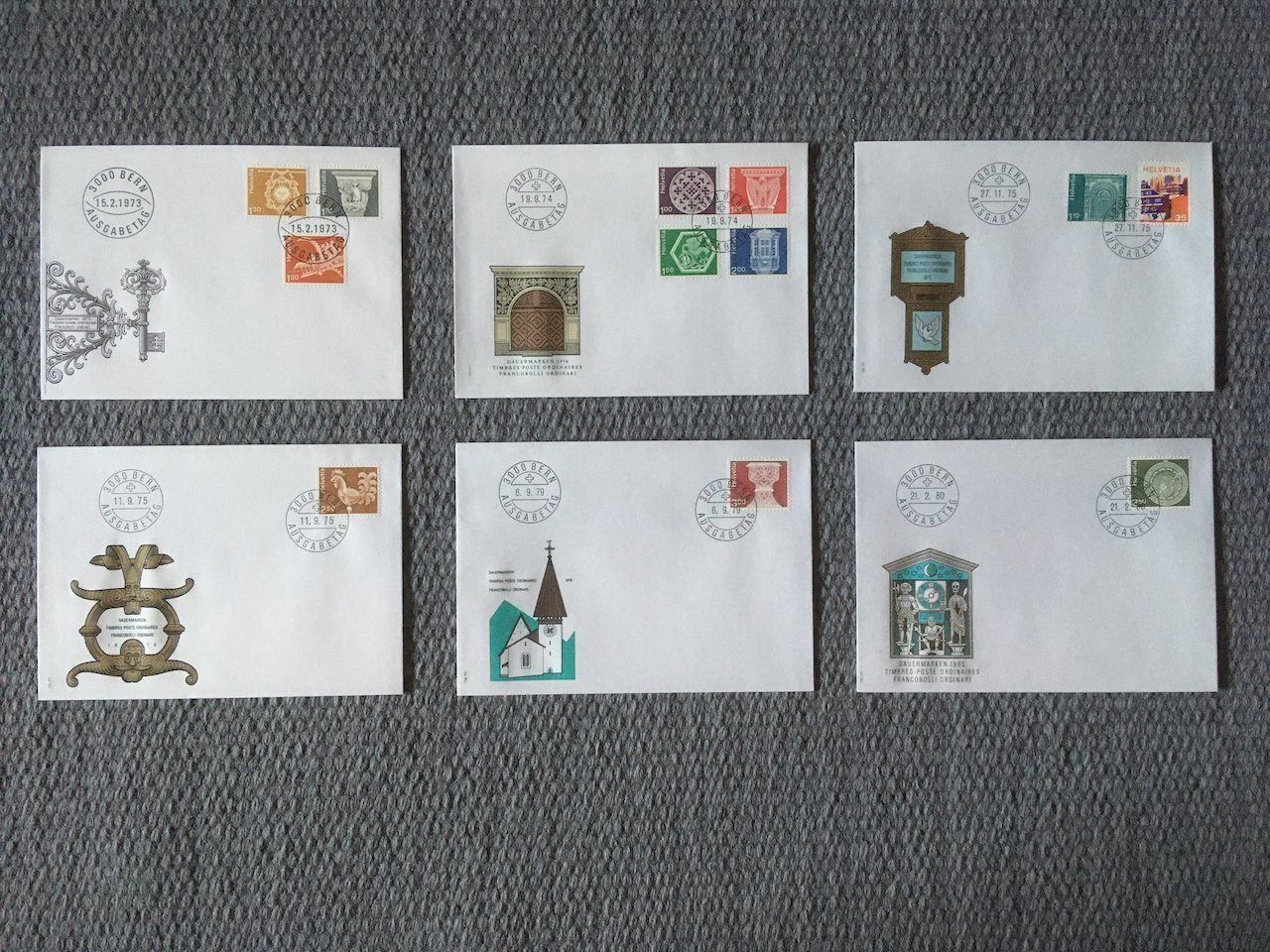 Tutti i francobolli: 1973-80 Kunsthandwerk - 6 FDC – Usato da Nesslau venduto da andi_hon