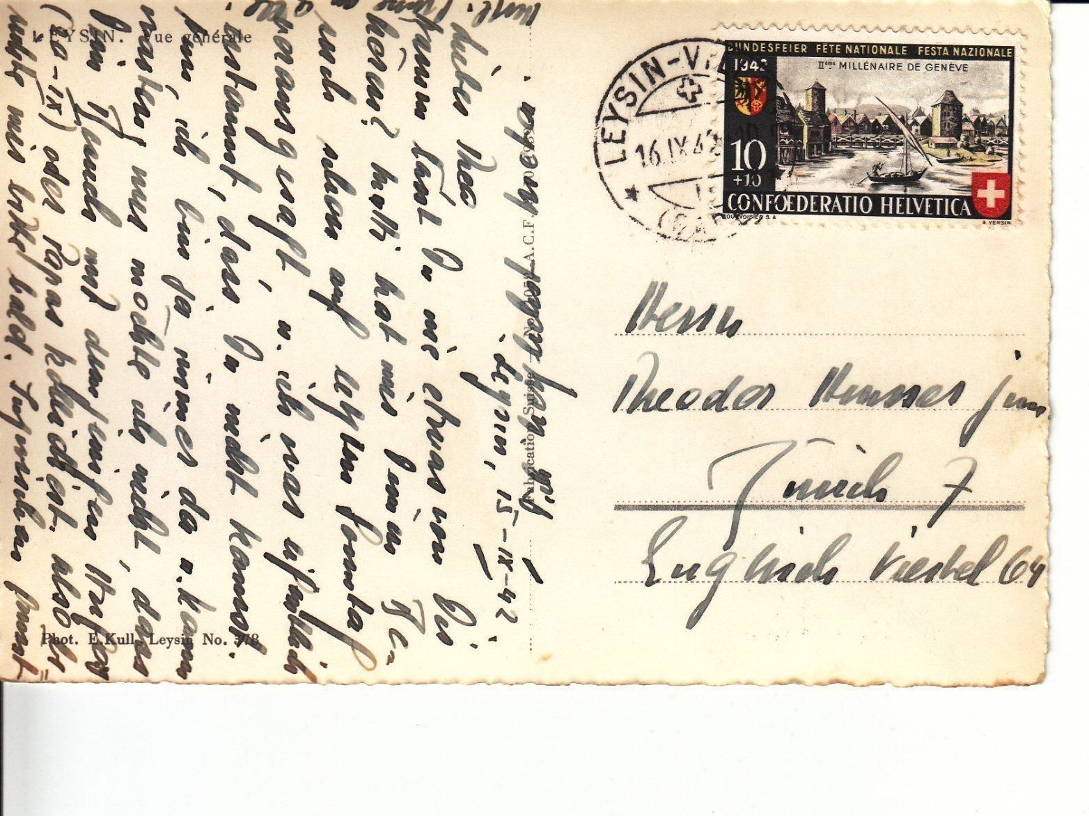 Cartoline postali: Leysin 1942 – Usato da Bürglen TG venduto da StampGraf 1
