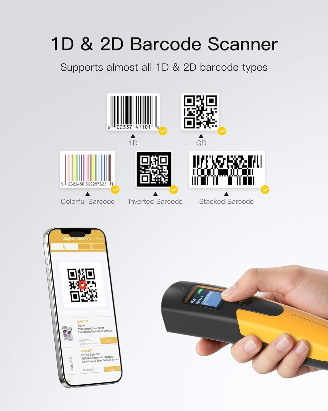 Scanneurs: Barcode Scanner 1D 2D QR Kabellos Bluetooth USB – Neuf avec emballage d'origine à Suhr par TradeMasters 2
