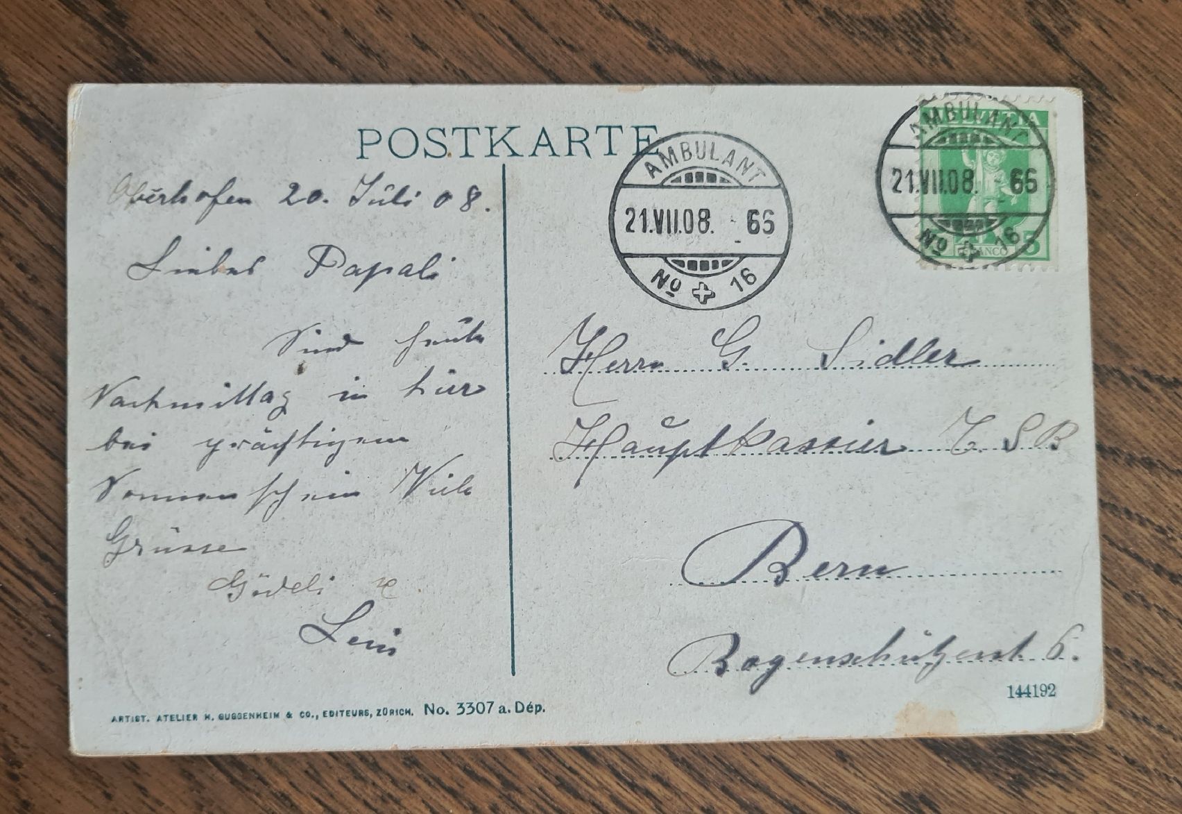 Cartoline postali: Oberhofen mit Schiffslandesteg, 1908 – Usato da Ebikon venduto da Donar50 3