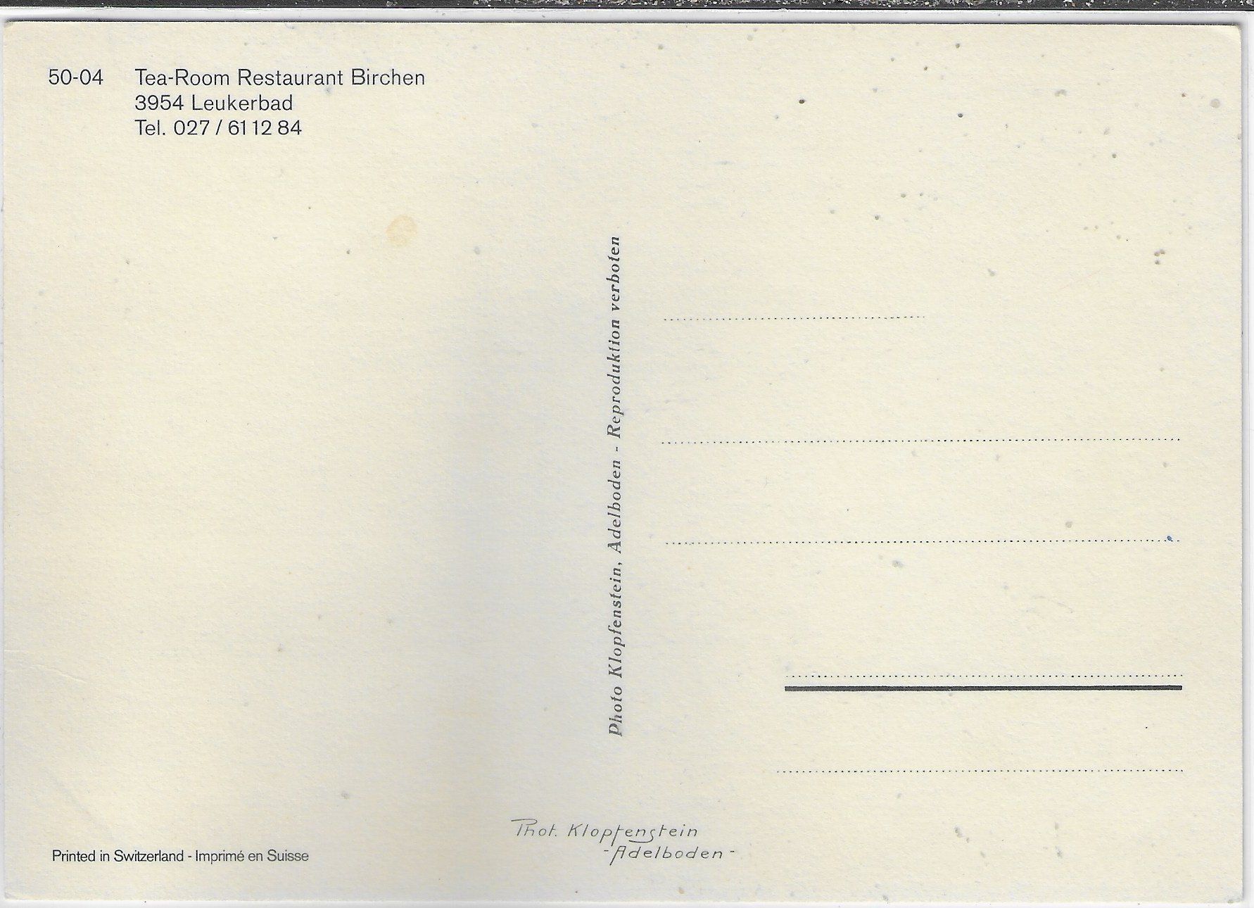 Cartoline postali: Tea-Room Restaurant Birchen - Leukerbad – Usato da Ettingen venduto da Kartenplanet 1