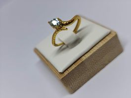 Gold Ring Schlange 925 Silber blau Topas verstellbar neuwert