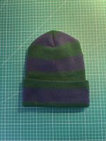 Blue green striped beanie Mutze