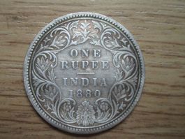 Antike Silbermünze  ONE RUPIEE INDIA 1880