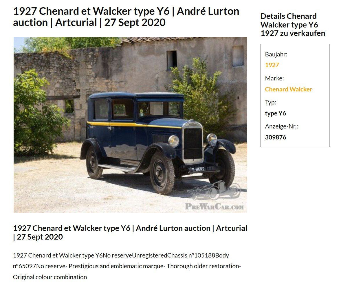 Fiat Autos: CHENARD & WALKER 1923 TOTAL REVIDIERT – Gebraucht aus Avenches von BOOTTRANSPORTE 5