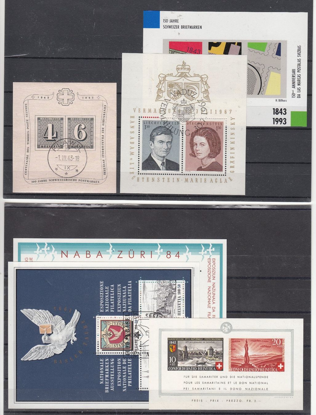 Alle Briefmarken: diverse Blöcke Schweiz + Lichtenstein Kat.???? – Gebraucht aus Herrliberg von Lfrifda