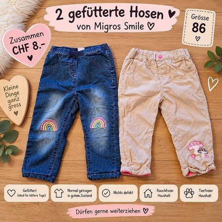 2 gefütterte Hosen Mädchen Gr. 86  Migros Smile
