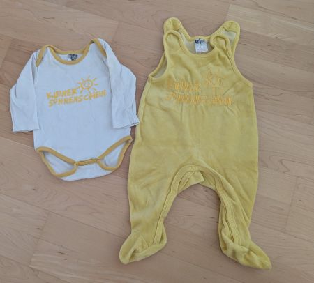 Baby Body und Strampler Set Grösse 62 gelb