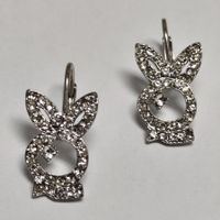 Ohrringe Strass Hase Bunny Motive Silberfarben #Z1