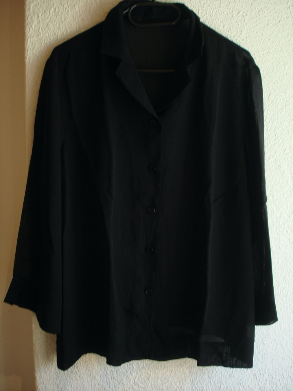 Camicette: Schwarze Chiffon Bluse, transparent, 3/4-arm, Gr. 44 – Usato da Boswil venduto da LuziaB01 1