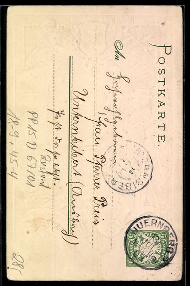 Cancelleria postale: Litho Ganzsache PP15 D67 /01: Nürnberg, – Usato da Berlin venduto da bartko-reher 1