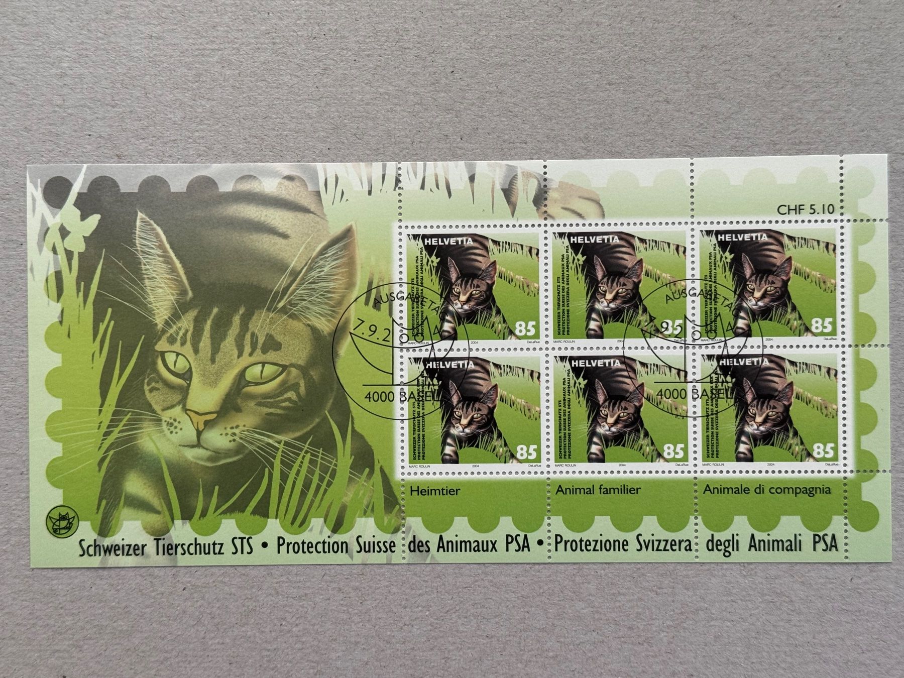 Tutti i francobolli: Bogen Schweizer Tierschutz, Rp. 85 – Usato da Romanshorn venduto da luxcollect