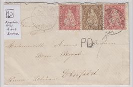 1870: 25 Rp.-Auslandbrieflein mit "STRICH am Sockel"