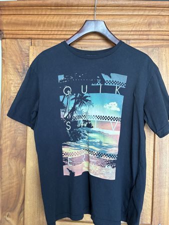 Quiksilver T-Shirt L Sommer Surfprint Strand Palmen Beach V