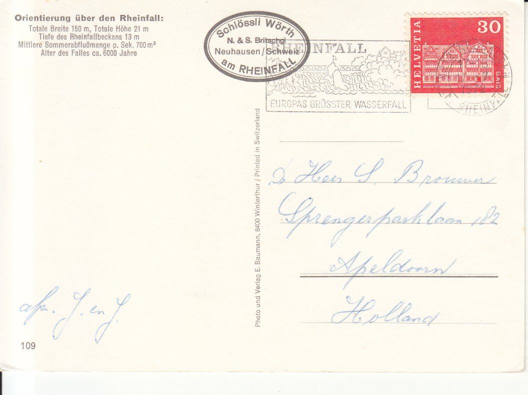 Cartoline postali: Rheinfall 1972 – Usato da Bürglen TG venduto da StampGraf 1