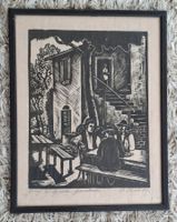 Keel Carl, Original Holzschnitt, Gandria, Tessin, Grotto