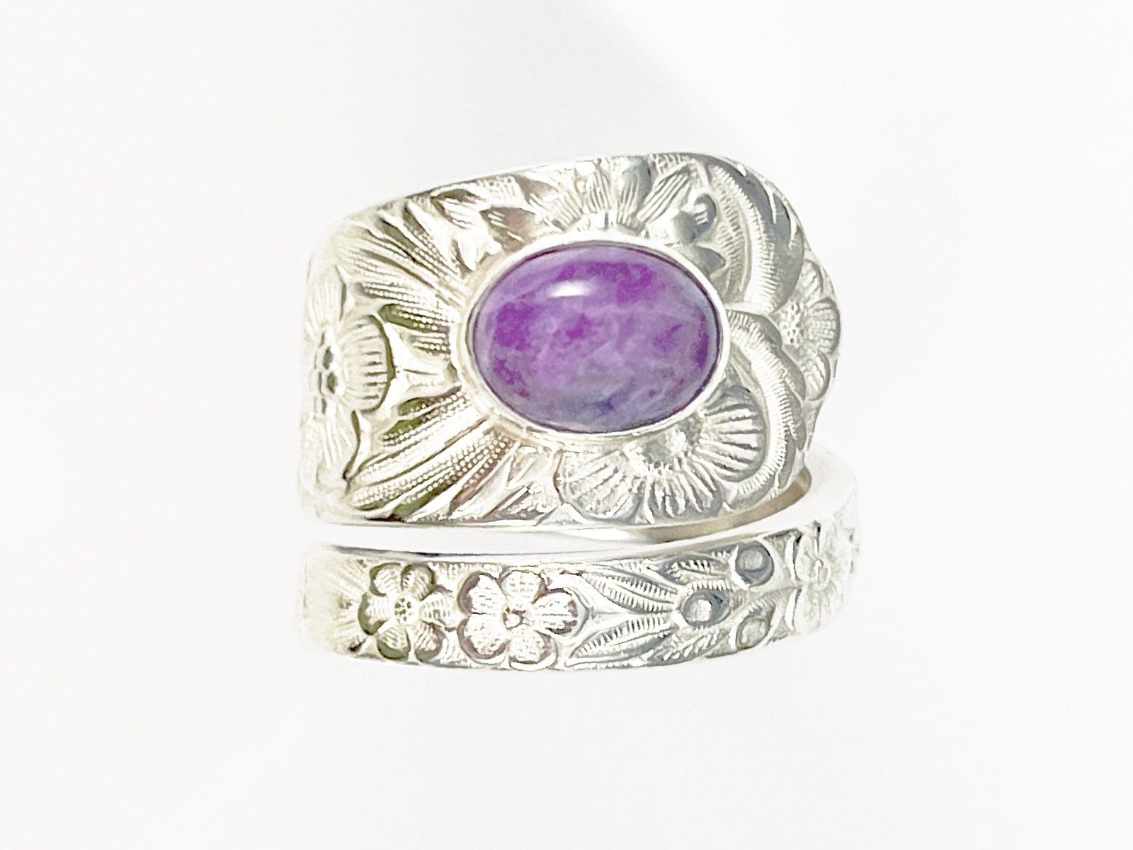 Anelli: Offener Silberring mit Sugilith im Jugendstil Design – Nuovo e nell'imballaggio originale da Meilen venduto da Byrd-bijoux 1