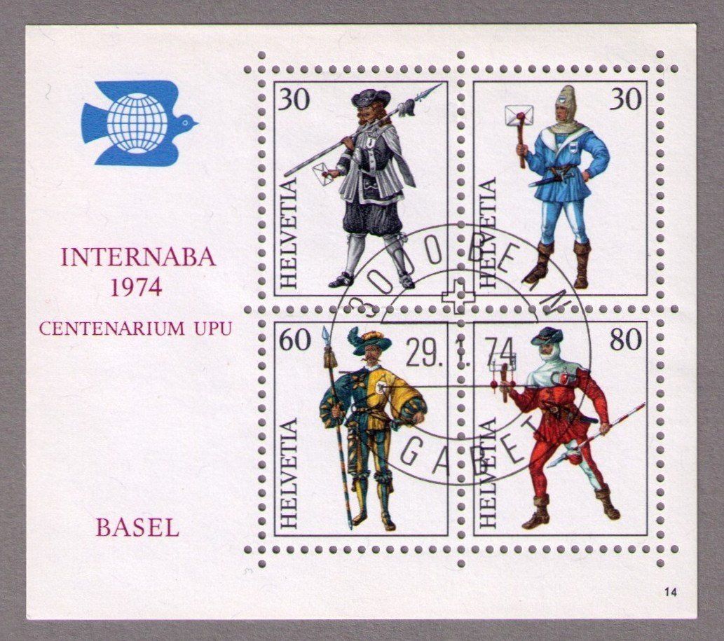 Tutti i francobolli: 1974_INTERNABA-BLOCK BASEL_ ET vom 29.1.74 Bern ! – Usato da Marthalen venduto da Ch_quality