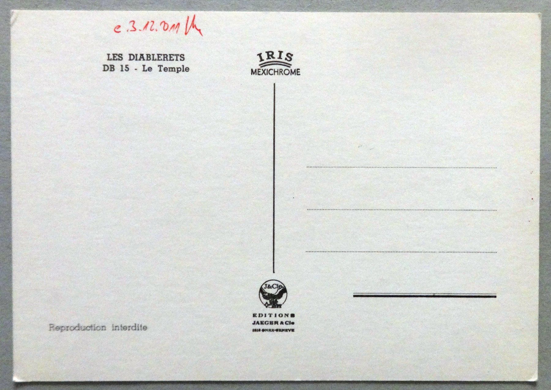 Cartoline postali: Les Diablerets - Le Temple – Usato da Fétigny venduto da Billy2miny 1