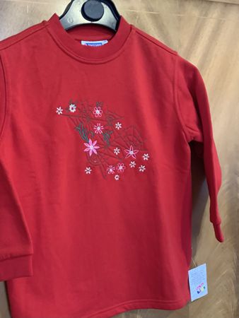 Kinder Pullover Tintorre rot Blumenmuster neu mit Etikett