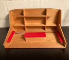Kaufladen aus Holz, zusammenklappbar mit Inhalt, Vintage