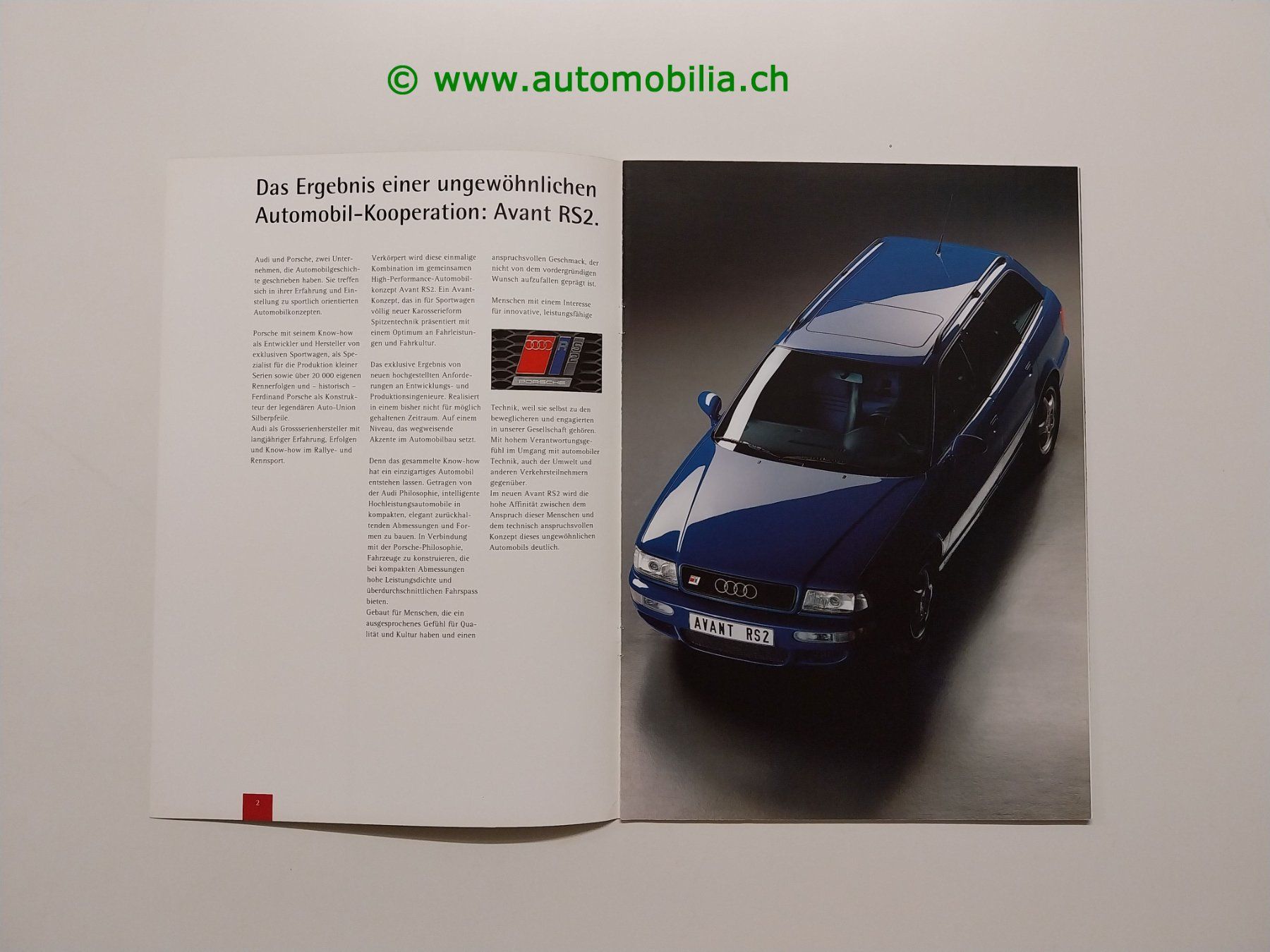 Audi Dokumente: Audi RS2 Avant 1994/01 Prospekt deutsch – Gebraucht aus Weingarten-Kalth von Bettelbruenneli 1